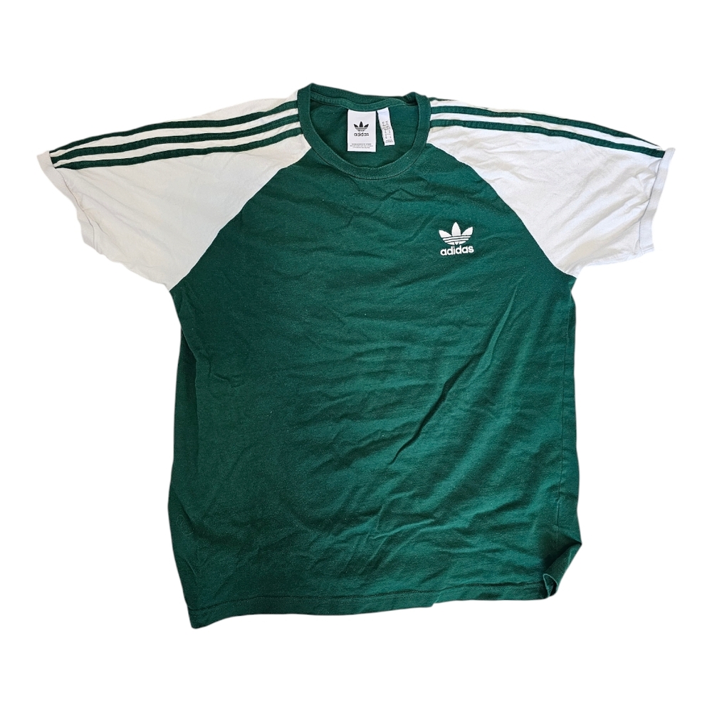 Adidas Men's Green and White Shirt